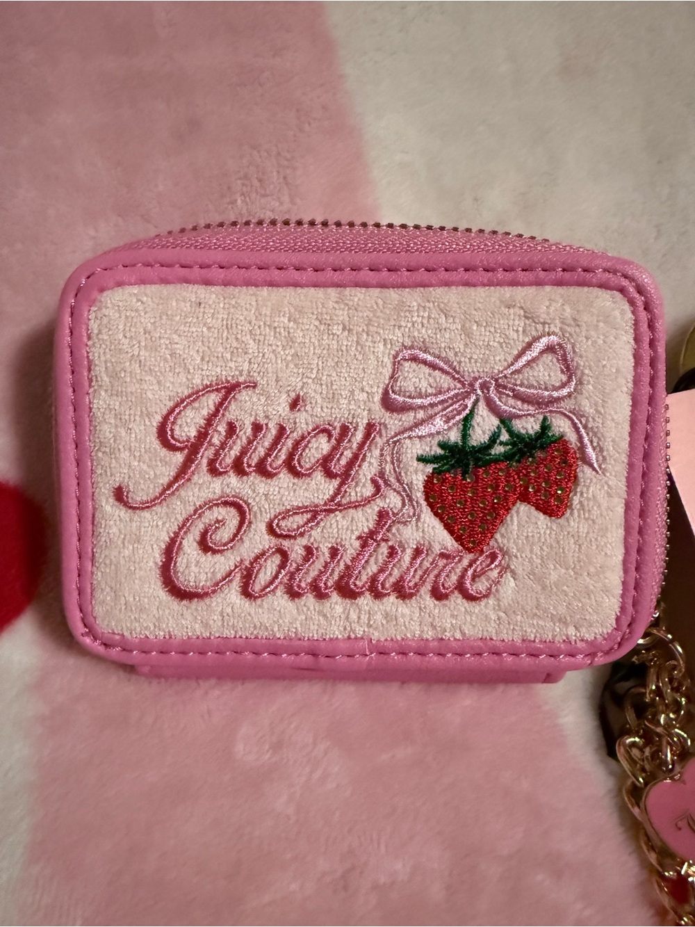 NWT Juicy Couture Cherry Blossom Retro Strawberry Zip Around Wallet